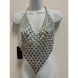 NEW SPEZIATA women's disc halter top in silver
